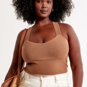 Abercrombie & Fitch Ottoman Cross-back Ribbed Top - Brown